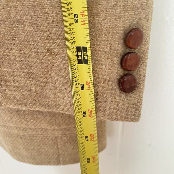 Vintage 70s Wool Tweed Camel Sport Coat 43L Long Notch Lapel 2-Button Jacket - Picture 5 of 13